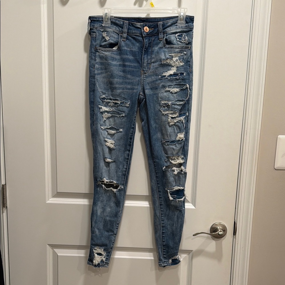 Women’s Distressed Skinny Jeans - Blue